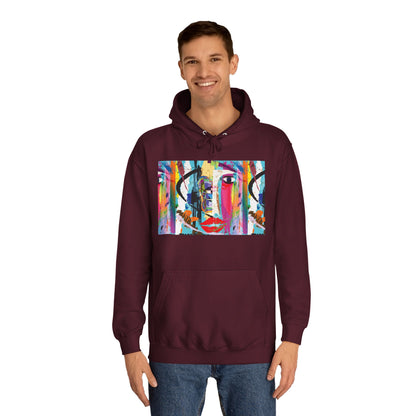Abstract Colorful Face Hoodie — Vibrant Pop Art Graphic Pullover
