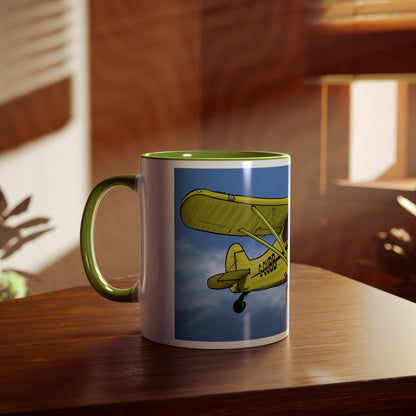 Super Yellow Cub Two-Tone Coffee Mugs, 11oz - Funky Aviation