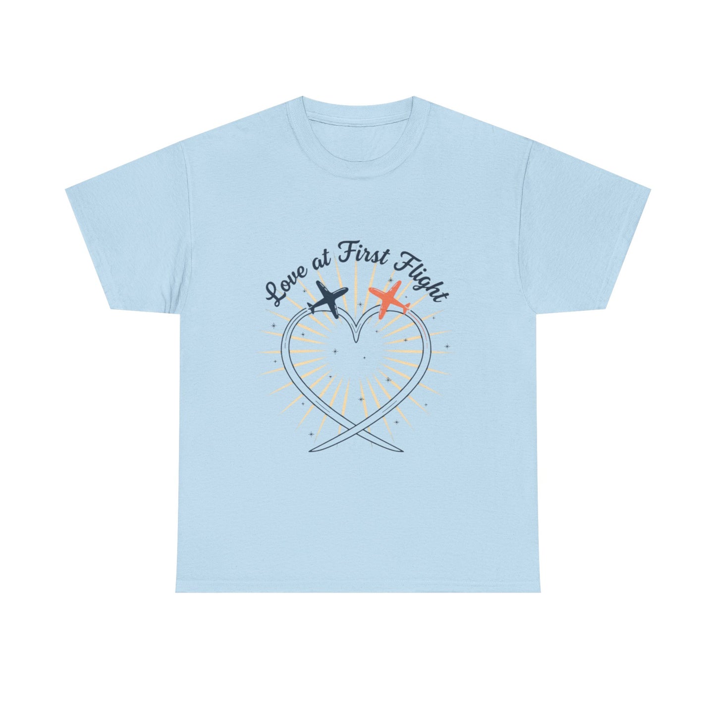 Love at First Flight Tee — Romantic Airplane Heart Valentine's Shirt