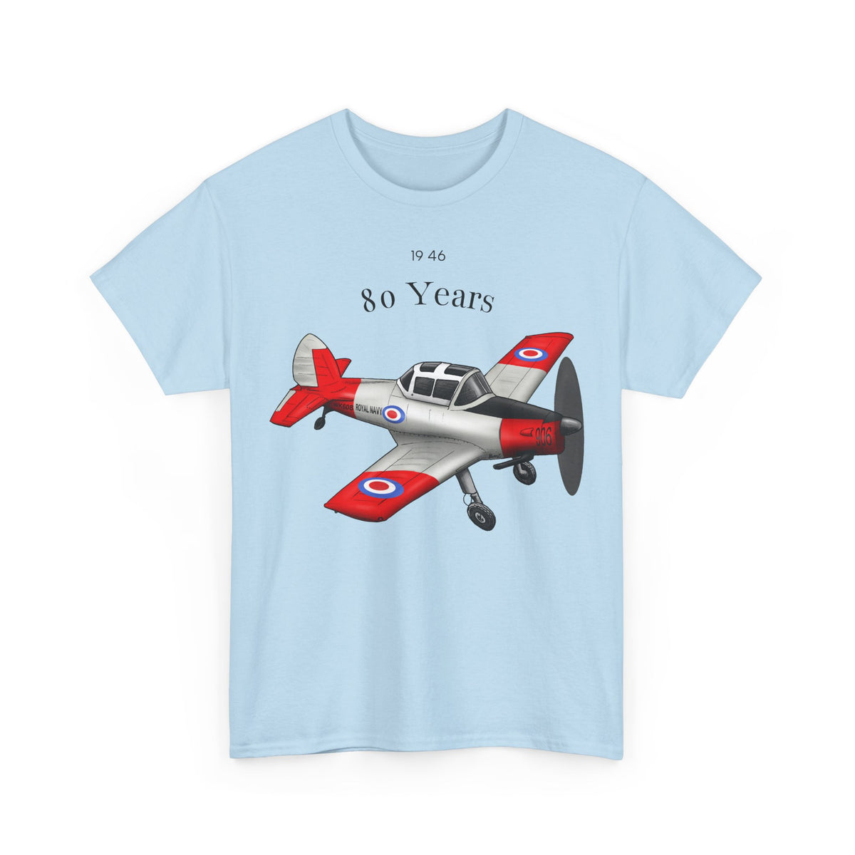 Chipmunk Vintage Airplane Tee — "80 Years" Commemorative Aviation Shirt