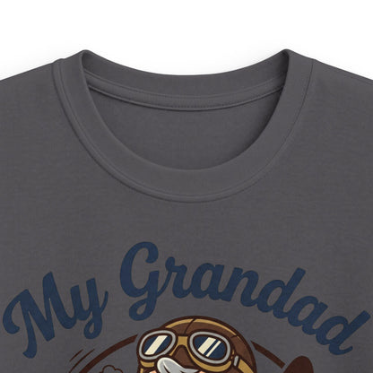 Kids Tee — "My Grandad Is a Pilot" Vintage Aviator T‑Shirt for Grandchildren