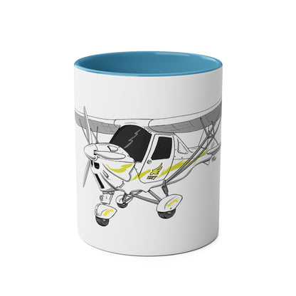 Yellow Decals Cartoon Ikarus C42 Microlight 11oz Coffee Mug