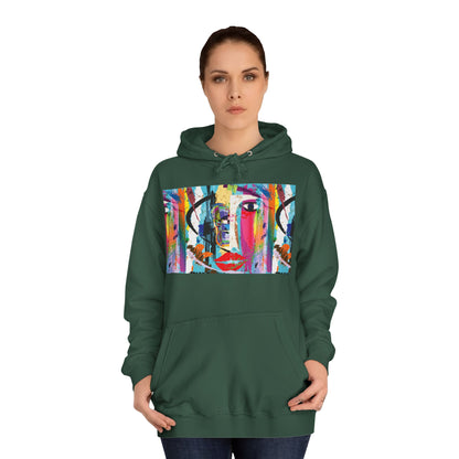 Abstract Colorful Face Hoodie — Vibrant Pop Art Graphic Pullover
