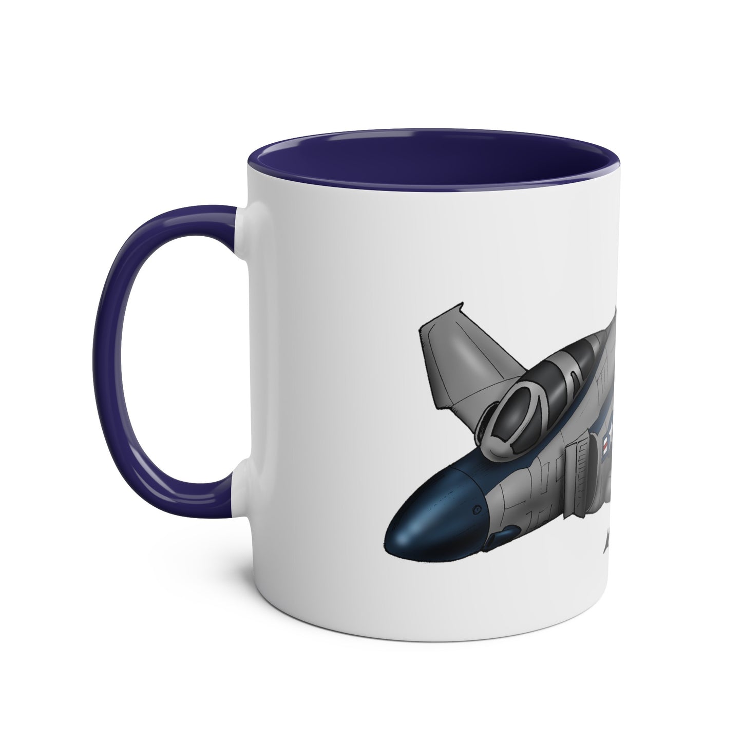 Phantom Fighter Jet Two-Tone Coffee Mugs, 11oz