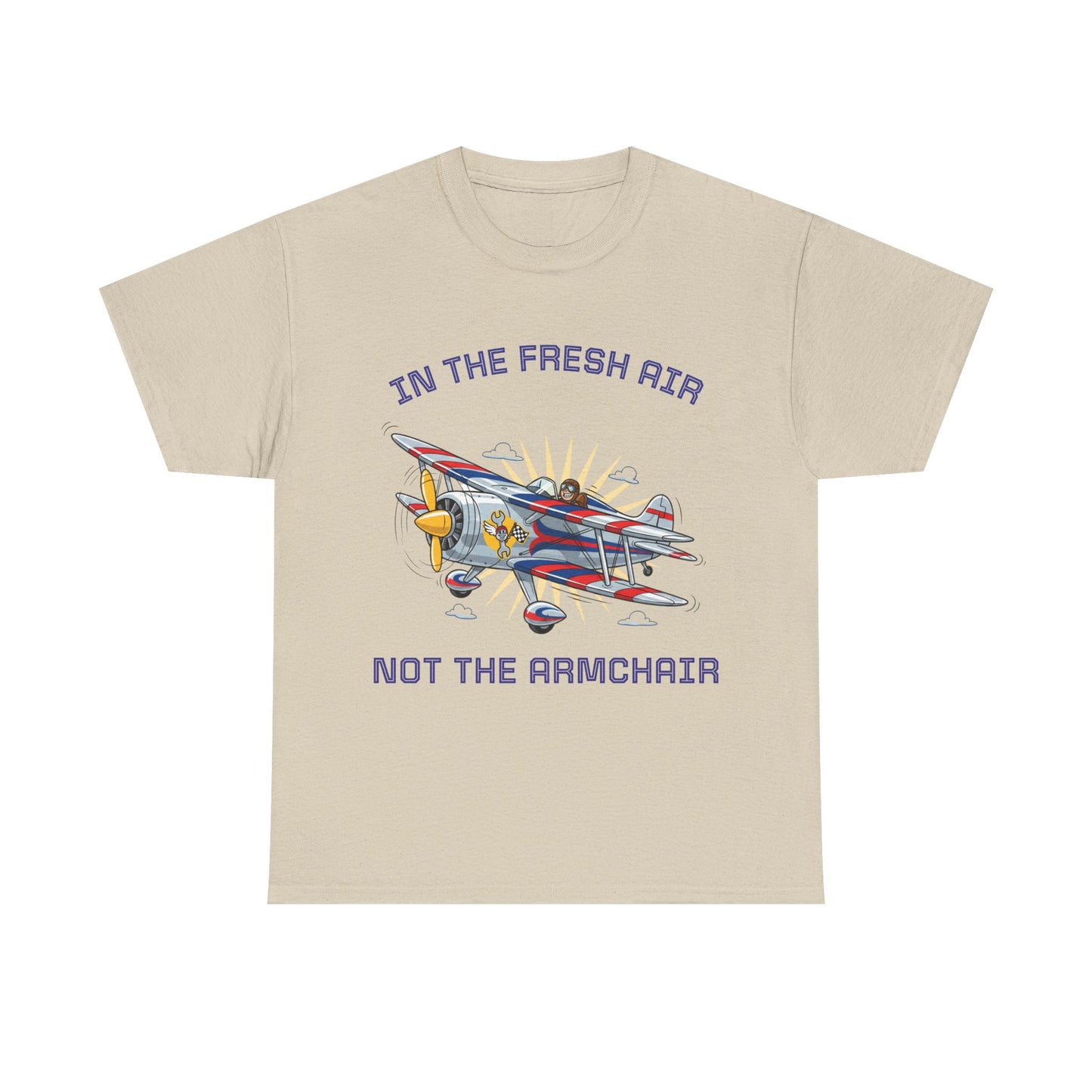 Aviation Vintage Biplane T-Shirt – "In the Fresh Air Not the Armchair" Retro Pilot Tee
