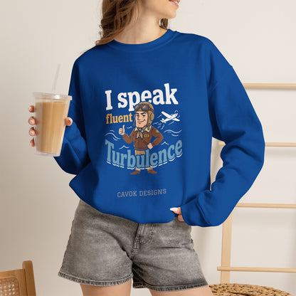 Aviation Crewneck Sweatshirt – "Fluent Turbulence" Vintage Pilot Graphic