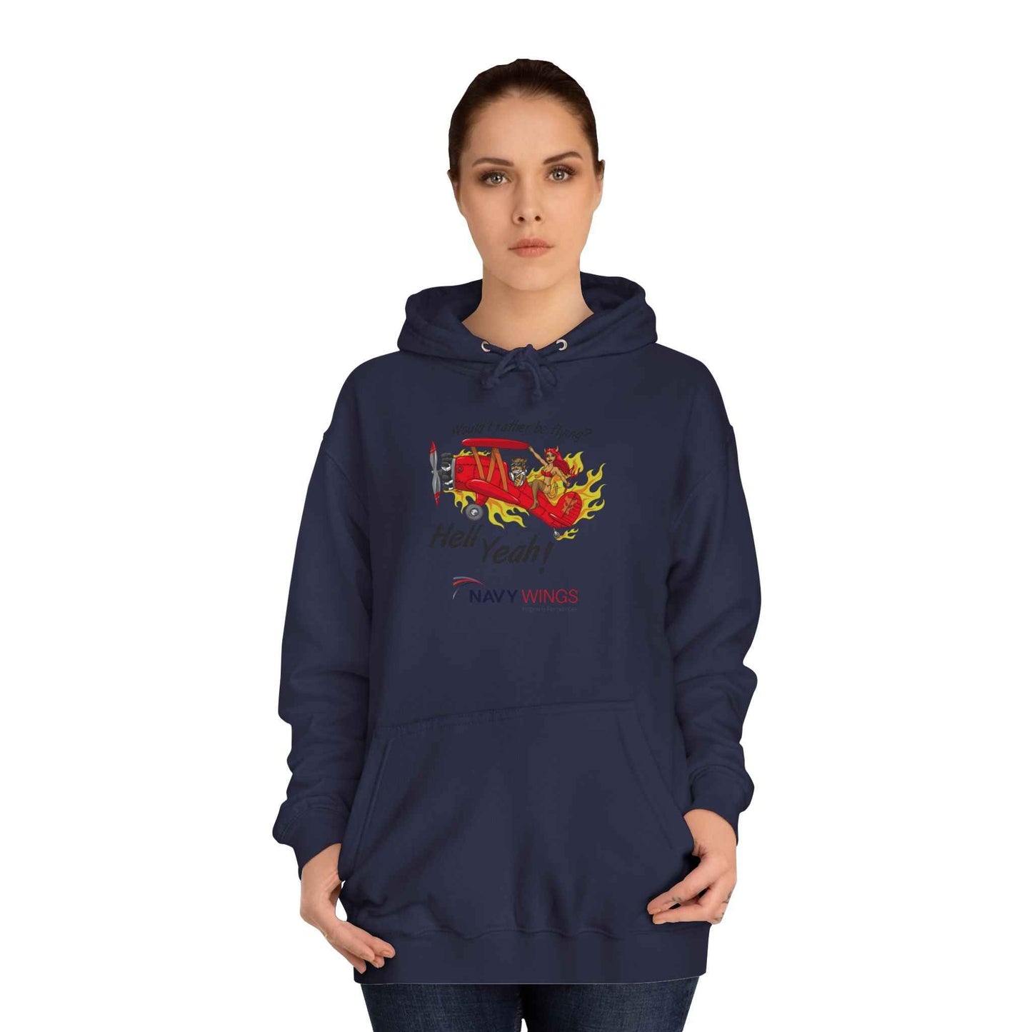 Vintage Red Airplane Hoodie — "Hell Yeah!" Graphic College Pullover
