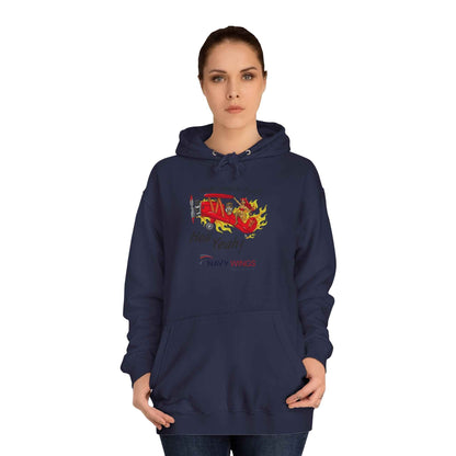 Vintage Red Airplane Hoodie — "Hell Yeah!" Graphic College Pullover