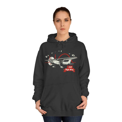 Aviation Hoodie — Vintage Cessna Plane "Team High Wing" Pullover