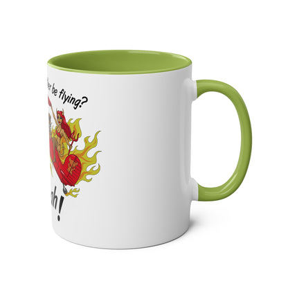 Would I Rather be Flying ? Hell Yeah ! Two-Tone Coffee Mugs, 11oz - Funky Aviation