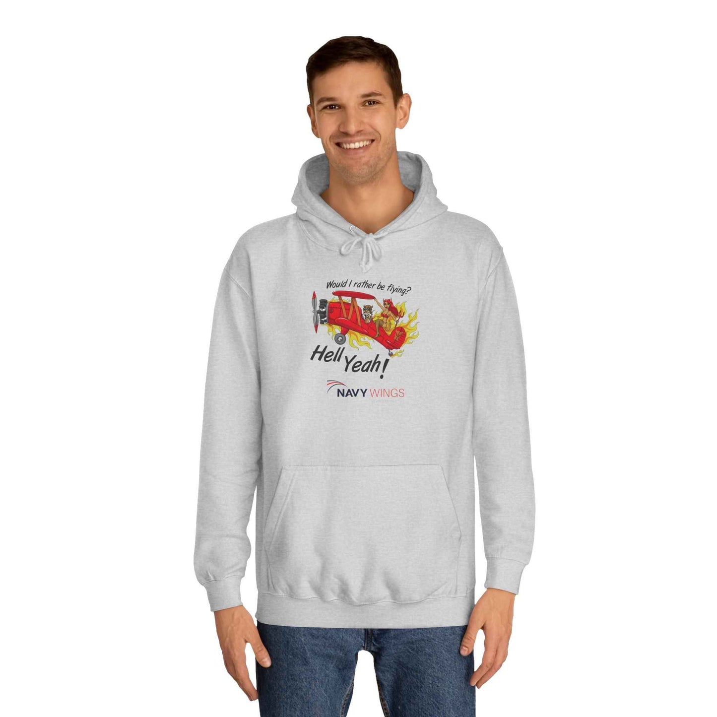 Vintage Red Airplane Hoodie — "Hell Yeah!" Graphic College Pullover