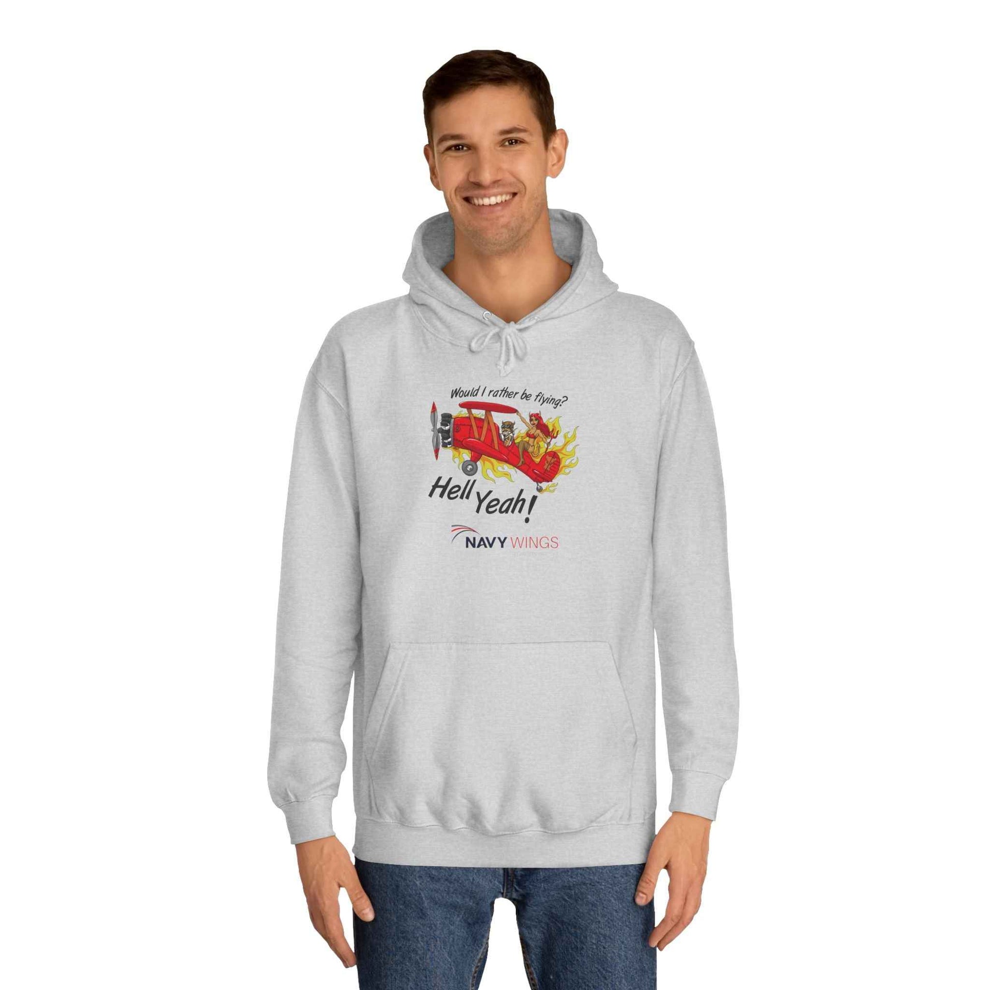 Vintage Red Airplane Hoodie — "Hell Yeah!" Graphic College Pullover