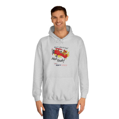 Vintage Red Airplane Hoodie — "Hell Yeah!" Graphic College Pullover