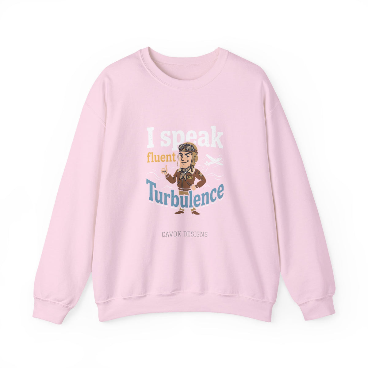 Aviation Crewneck Sweatshirt – "Fluent Turbulence" Vintage Pilot Graphic