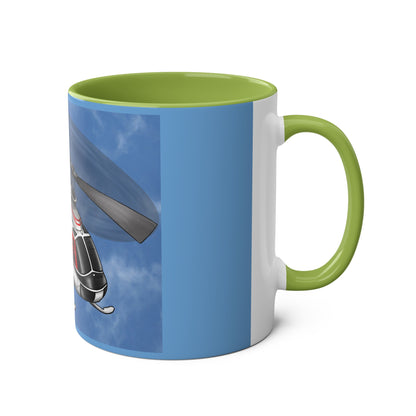 Bell Jet Ranger Helicopter Two-Tone Coffee Mugs, 11oz - Funky Aviation