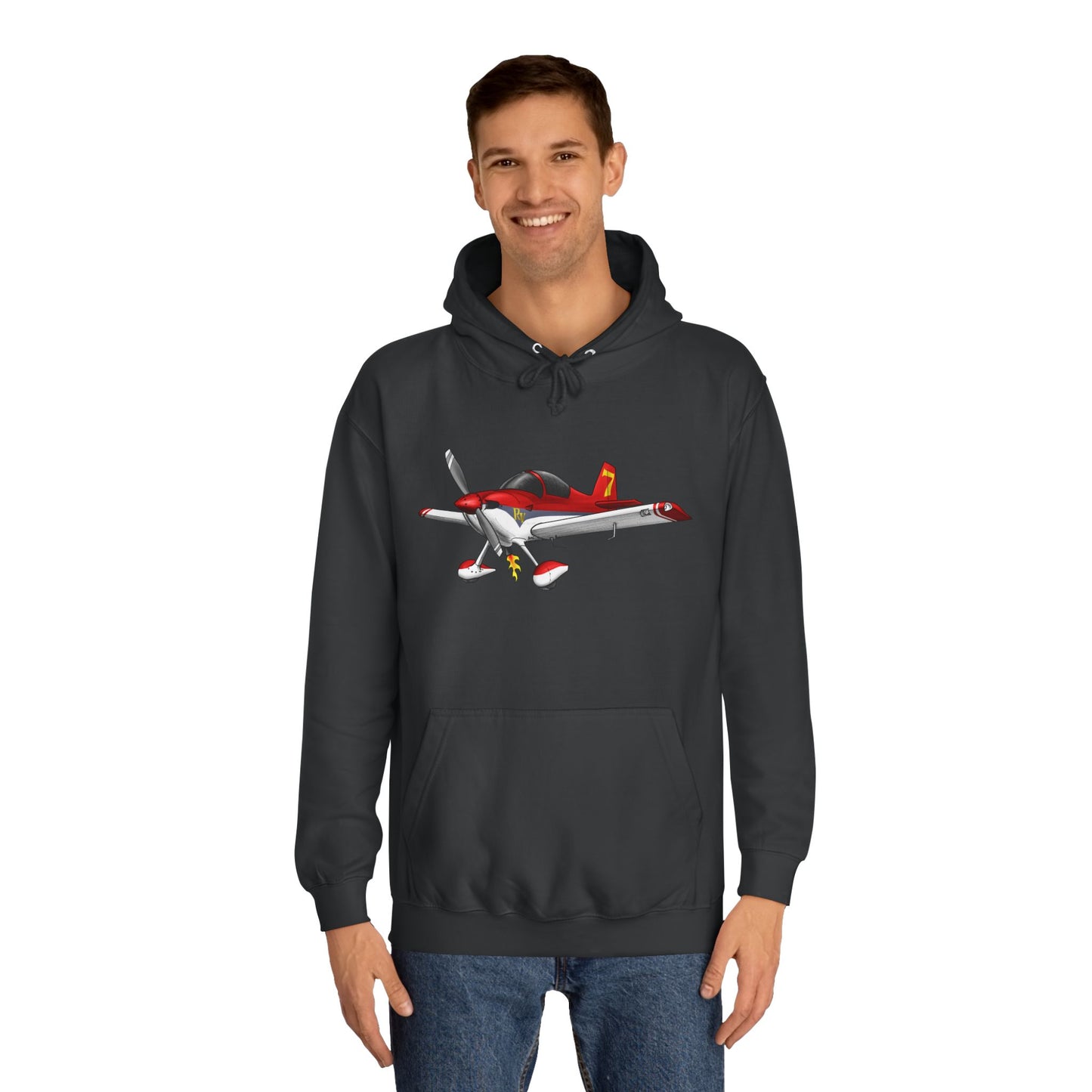 RV7 Aviation Hoodie — Small Red Aerobatic Aircraft Graphic