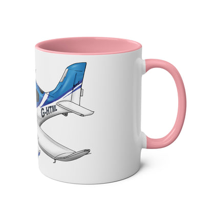 Cirrus Aircraft Hand drawn art Two-Tone Coffee Mugs, 11oz - Funky Aviation
