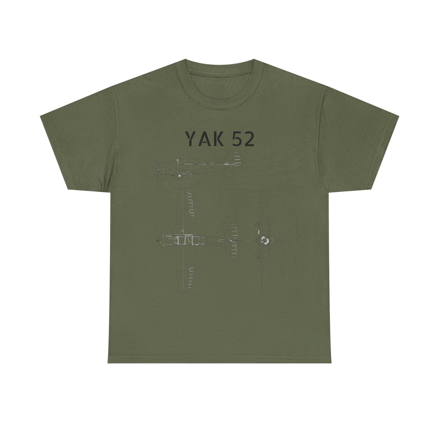 Yak-52 Blueprint T-Shirt — Vintage Aircraft Schematic Tee for Aviation Enthusiasts
