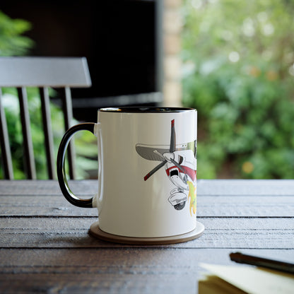 Cessna Bird Fryer Two-Tone Coffee Mugs, 11oz - Funky Aviation