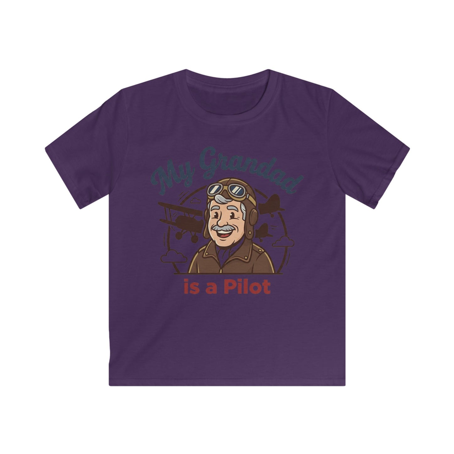 Kids Tee — "My Grandad Is a Pilot" Vintage Aviator T‑Shirt for Grandchildren