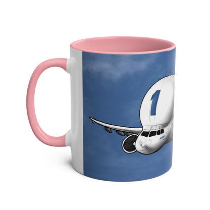 Beluga Airbus Cartoon Two-Tone Coffee Mugs, 11oz - Funky Aviation