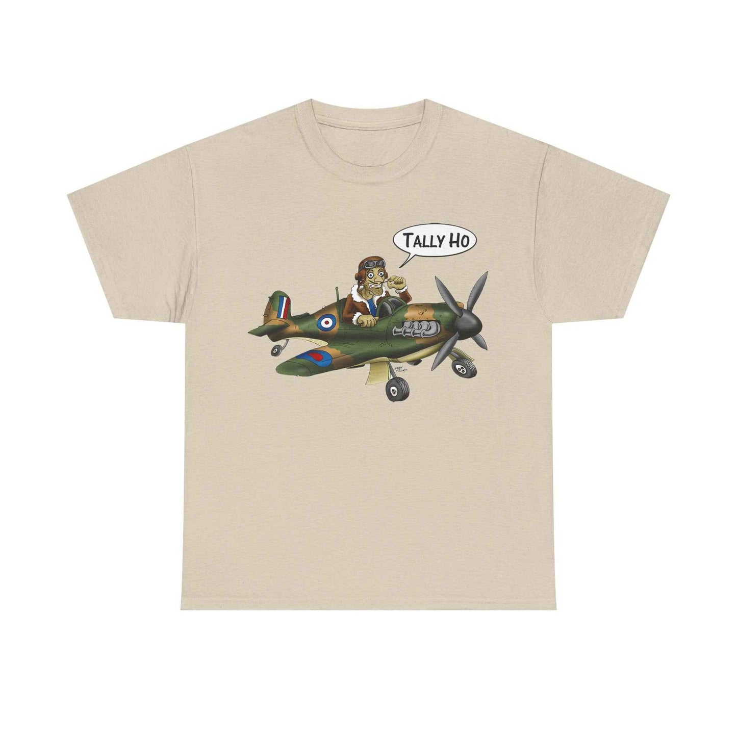 Tally Ho Spitfire Tee — Retro WWII Pilot Plane Graphic T-Shirt
