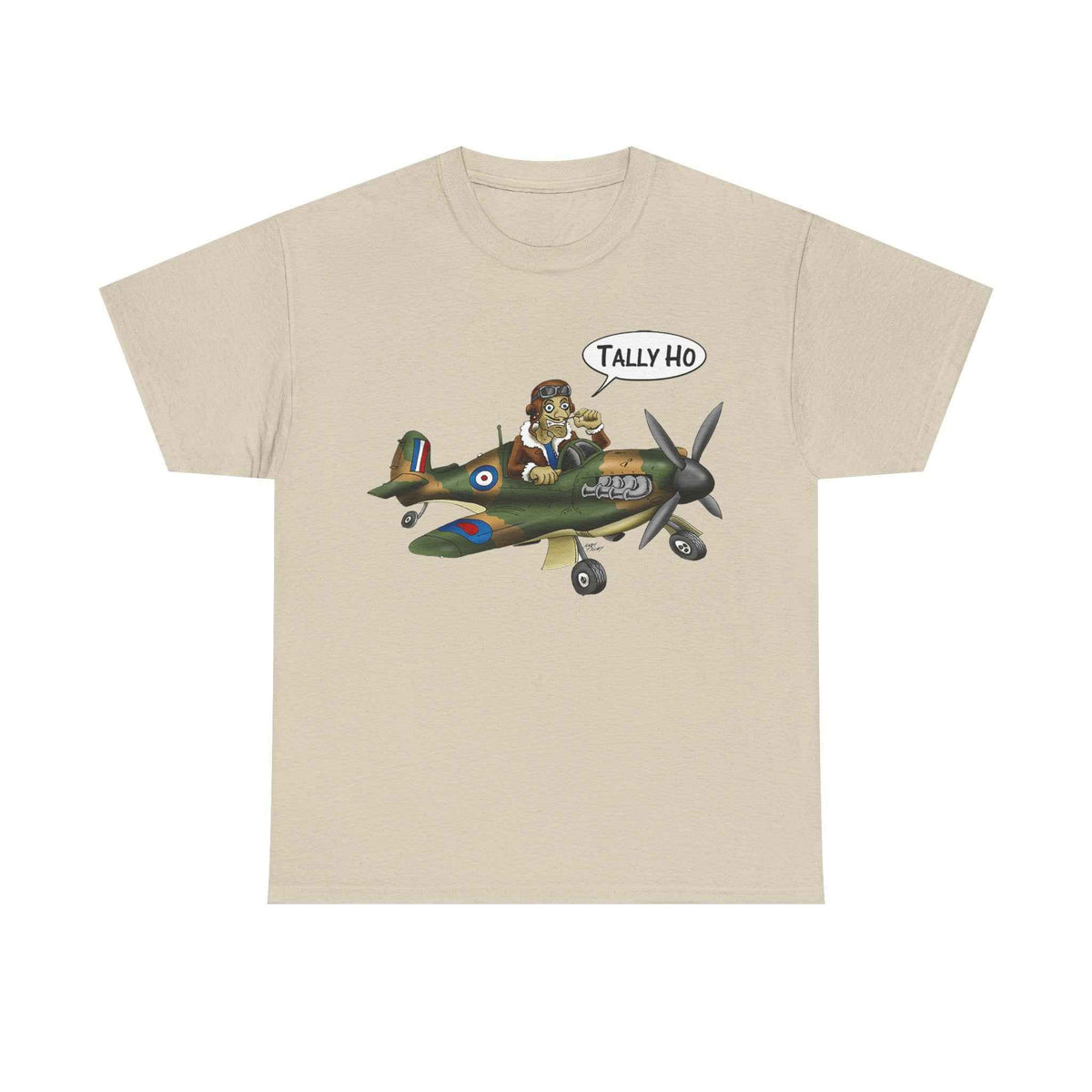 Tally Ho Spitfire Tee — Retro WWII Pilot Plane Graphic T-Shirt