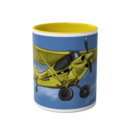 Super Yellow Cub Two-Tone Coffee Mugs, 11oz - Funky Aviation