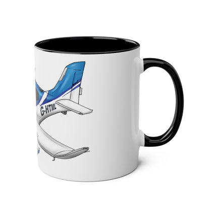 Cirrus Aircraft Hand drawn art Two-Tone Coffee Mugs, 11oz - Funky Aviation