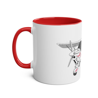Cartoon Ikarus C42 Microlight Red Decals 11oz Coffee Mug
