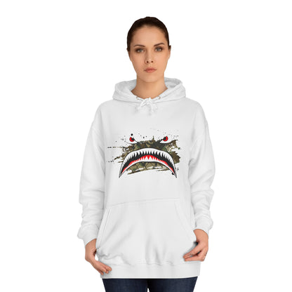 Sharks Teeth Nose Art Distressed Design Unisex College Hoodie - Funky Aviation