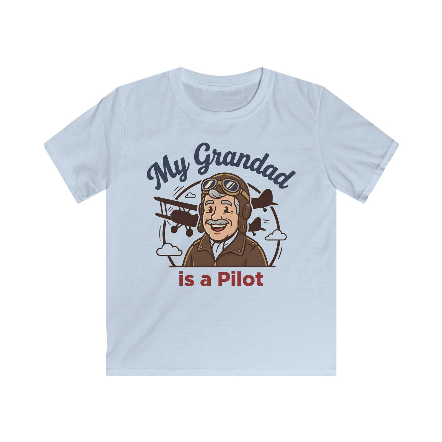 Kids Tee — "My Grandad Is a Pilot" Vintage Aviator T‑Shirt for Grandchildren