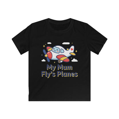 Kids Tee — "My Mum Fly's Planes" Cute Airplane Design for Little Aviators
