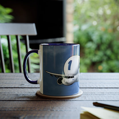Beluga Airbus Cartoon Two-Tone Coffee Mugs, 11oz - Funky Aviation