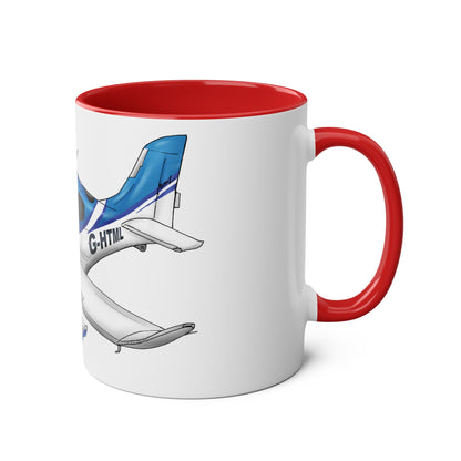Cirrus Aircraft Hand drawn art Two-Tone Coffee Mugs, 11oz - Funky Aviation