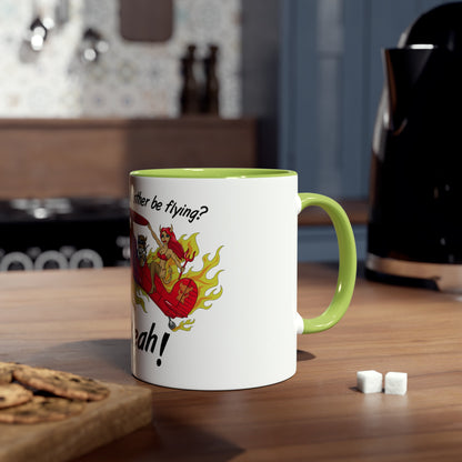 Would I Rather be Flying ? Hell Yeah ! Two-Tone Coffee Mugs, 11oz - Funky Aviation