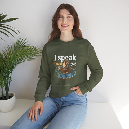 Aviation Crewneck Sweatshirt – "Fluent Turbulence" Vintage Pilot Graphic