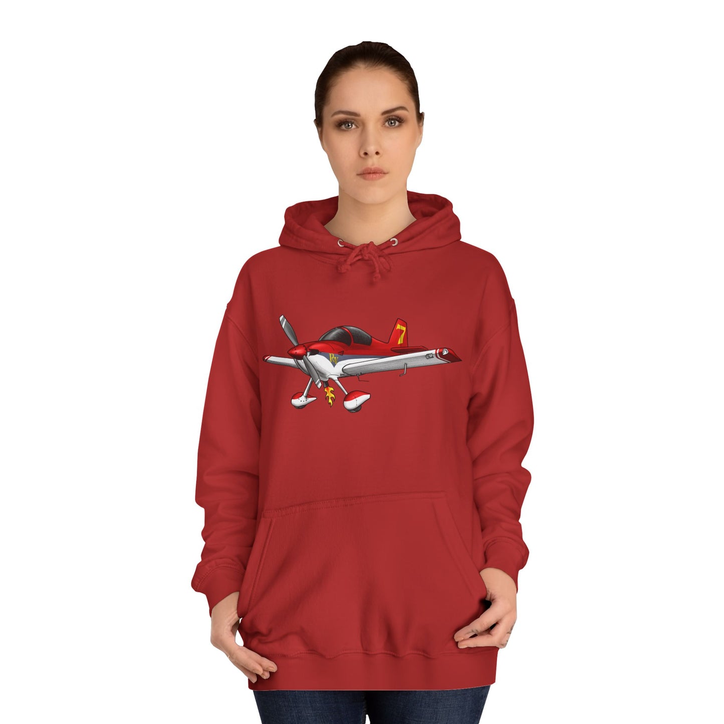 RV7 Aviation Hoodie — Small Red Aerobatic Aircraft Graphic