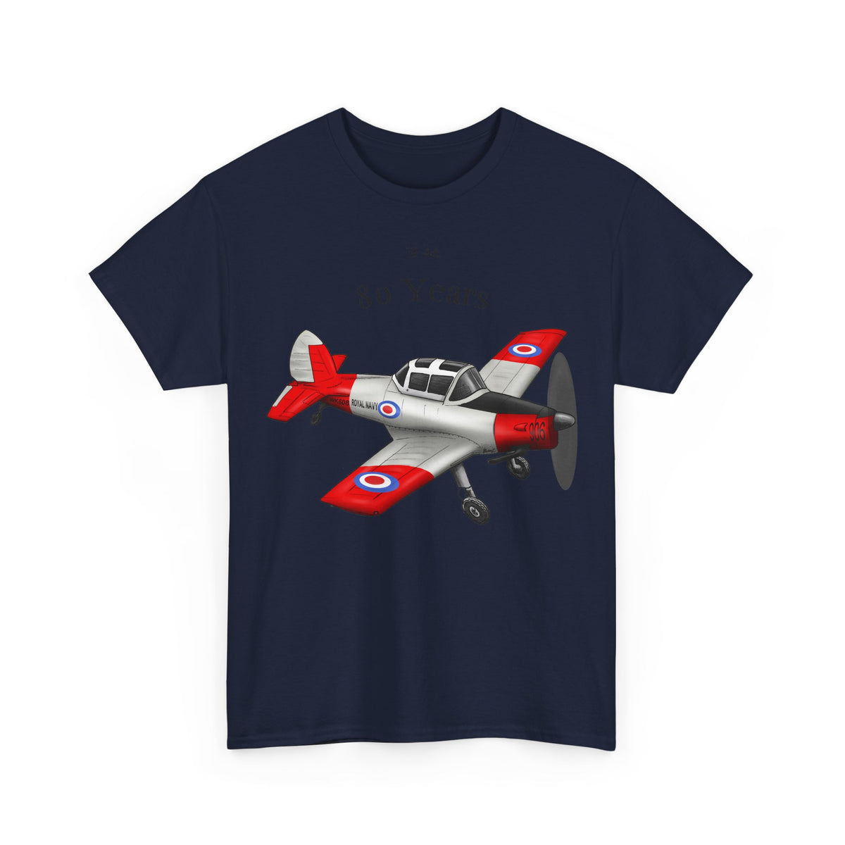 Chipmunk Vintage Airplane Tee — "80 Years" Commemorative Aviation Shirt