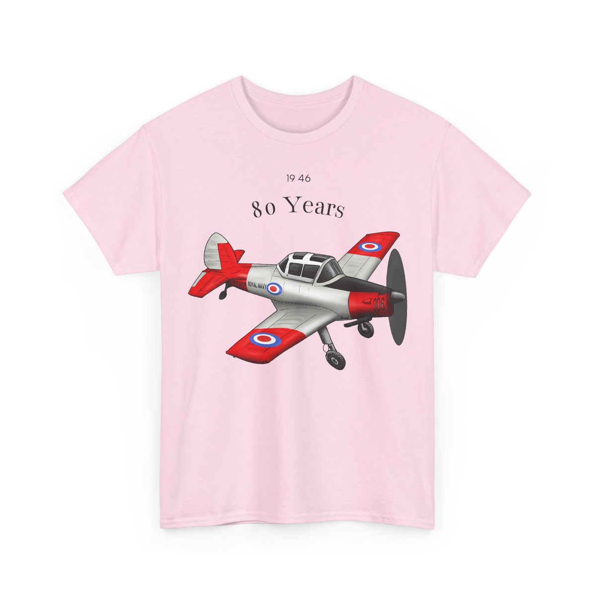 Chipmunk Vintage Airplane Tee — "80 Years" Commemorative Aviation Shirt