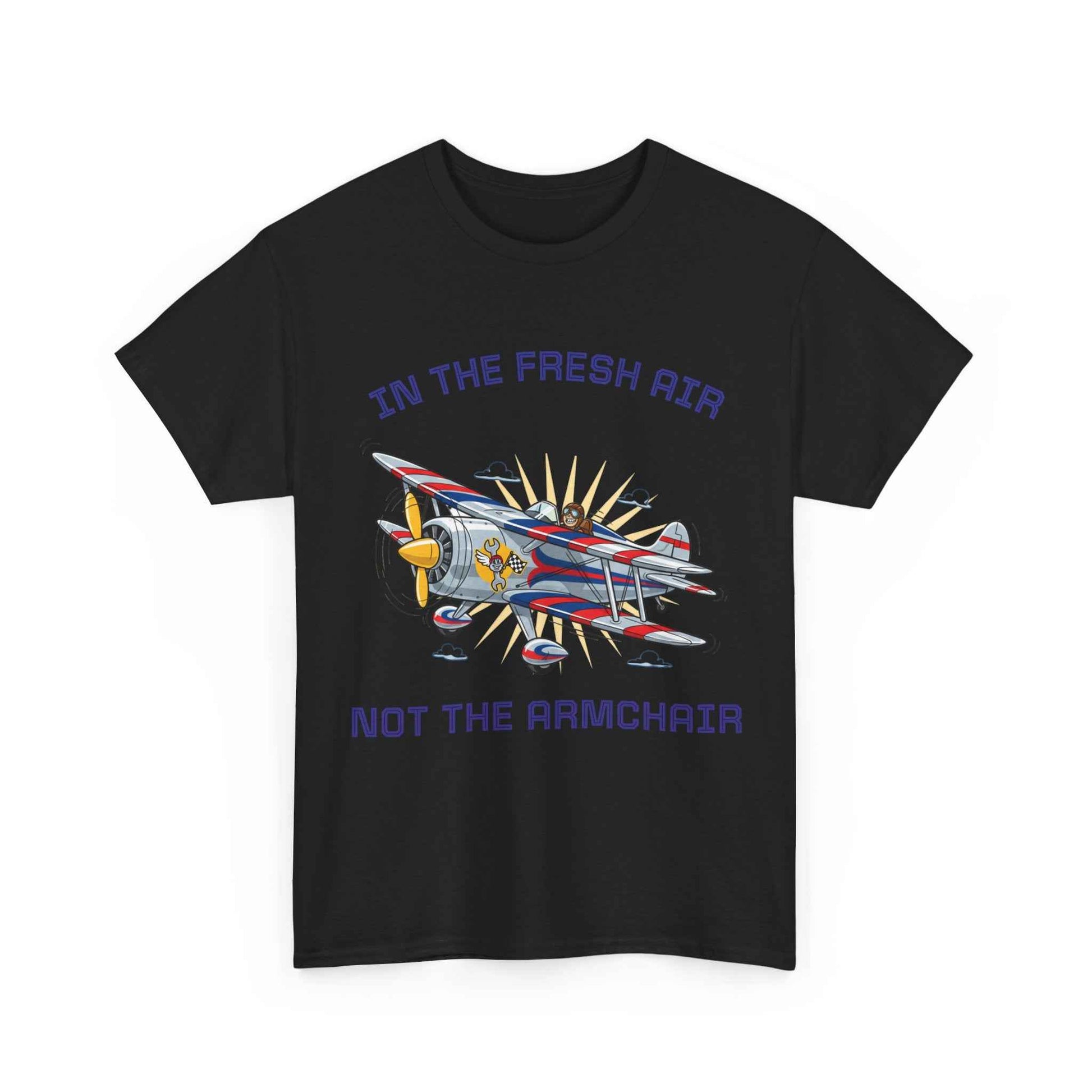 Aviation Adventure T‑Shirt — "In the Fresh Air, Not the Armchair" Vintage Biplane Tee