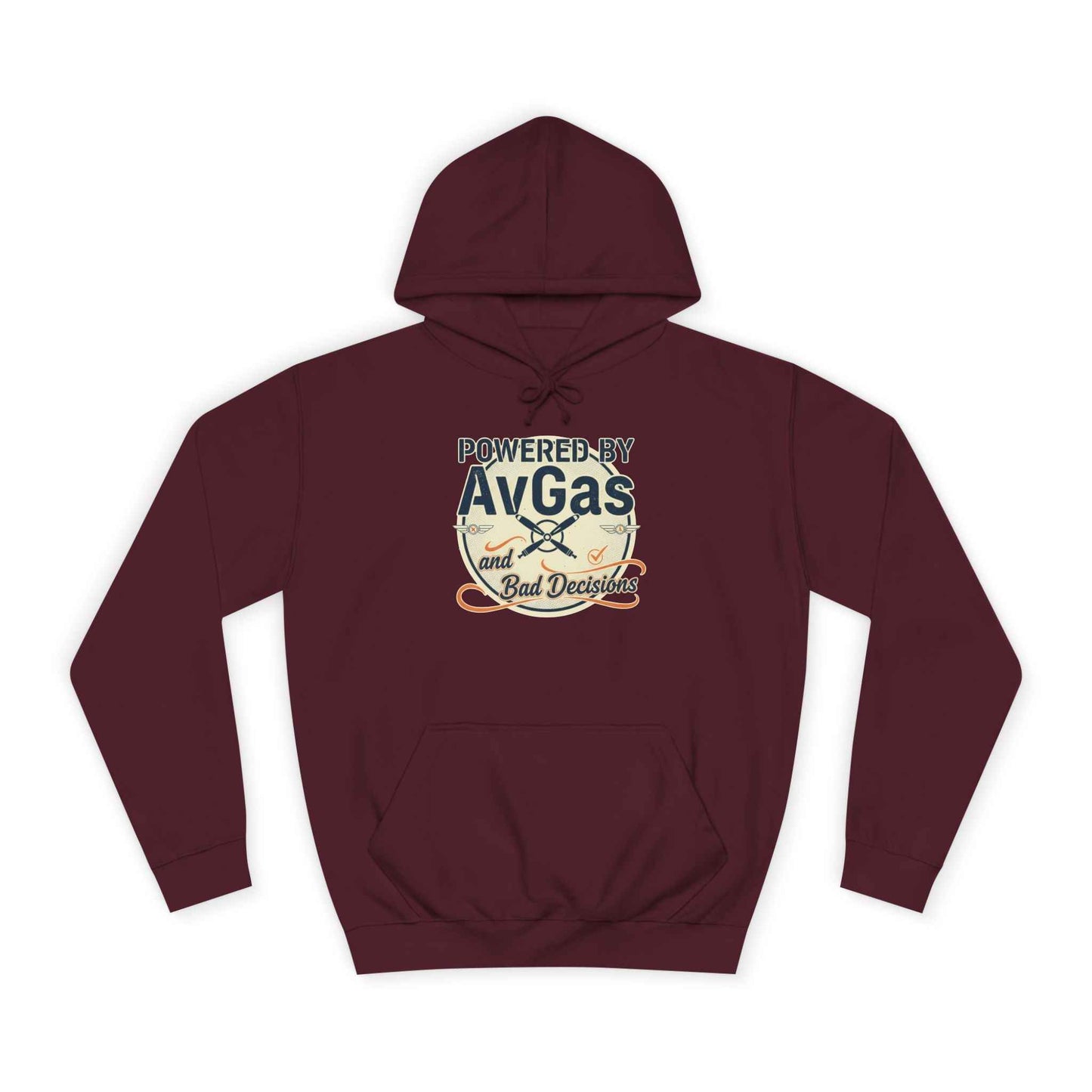 Powered by AvGas Hoodie — Vintage Pilot Aviation Sweatshirt