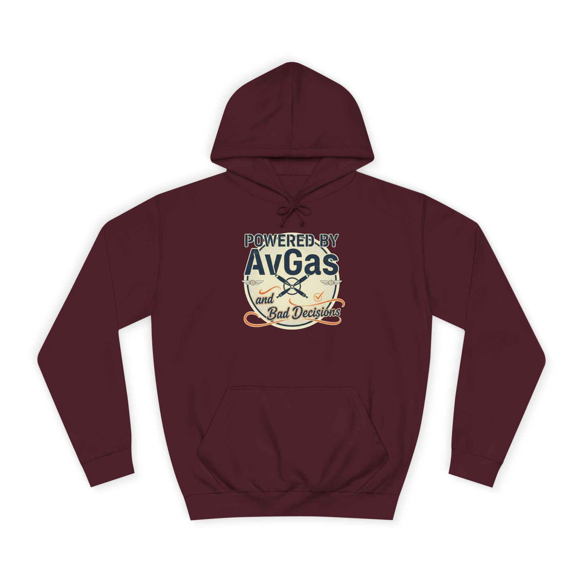 Powered by AvGas Hoodie — Vintage Pilot Aviation Sweatshirt