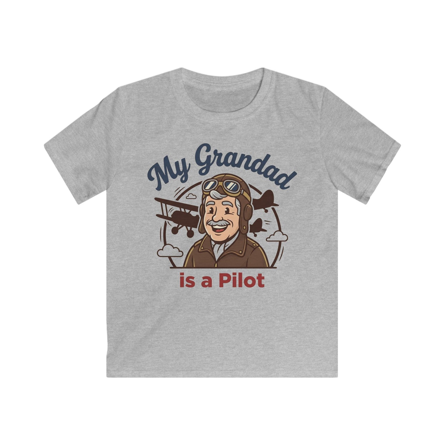 Kids Tee — "My Grandad Is a Pilot" Vintage Aviator T‑Shirt for Grandchildren