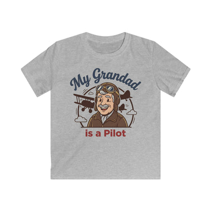 Kids Tee — "My Grandad Is a Pilot" Vintage Aviator T‑Shirt for Grandchildren
