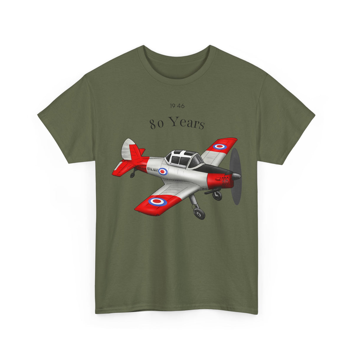 Chipmunk Vintage Airplane Tee — "80 Years" Commemorative Aviation Shirt