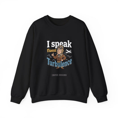 Aviation Crewneck Sweatshirt – "Fluent Turbulence" Vintage Pilot Graphic