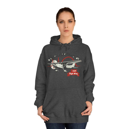 Aviation Hoodie — Vintage Cessna Plane "Team High Wing" Pullover