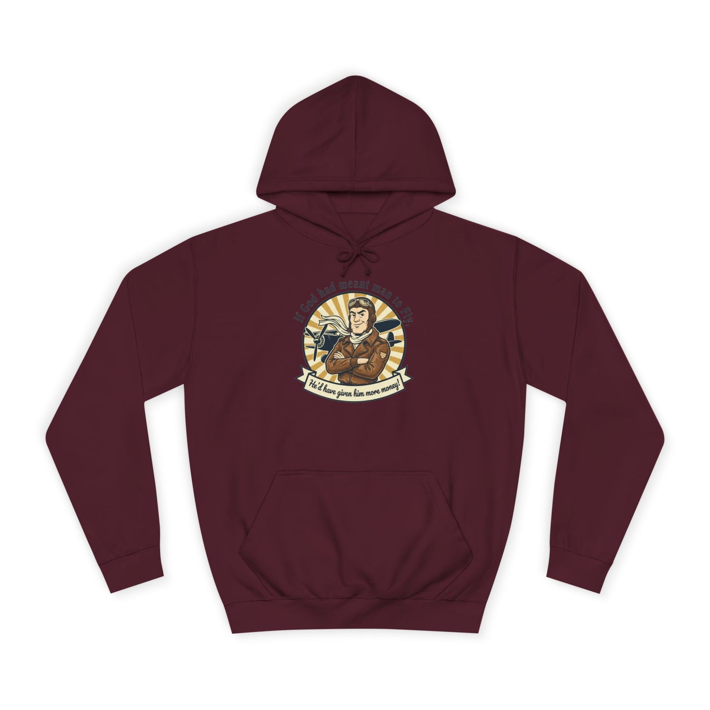 Aviator Retro College Hoodie — “I’ll Save You From The Storm” Vintage Pilot Graphic