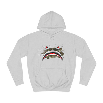 Sharks Teeth Nose Art Distressed Design Unisex College Hoodie - Funky Aviation